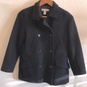 JCrew Thinsulate Black Double Breasted Pea Coat size XSP